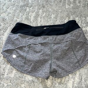 Lululemon Speed Up Women's Gray and Black Athletic Shorts 2.5 inch. Low rise
